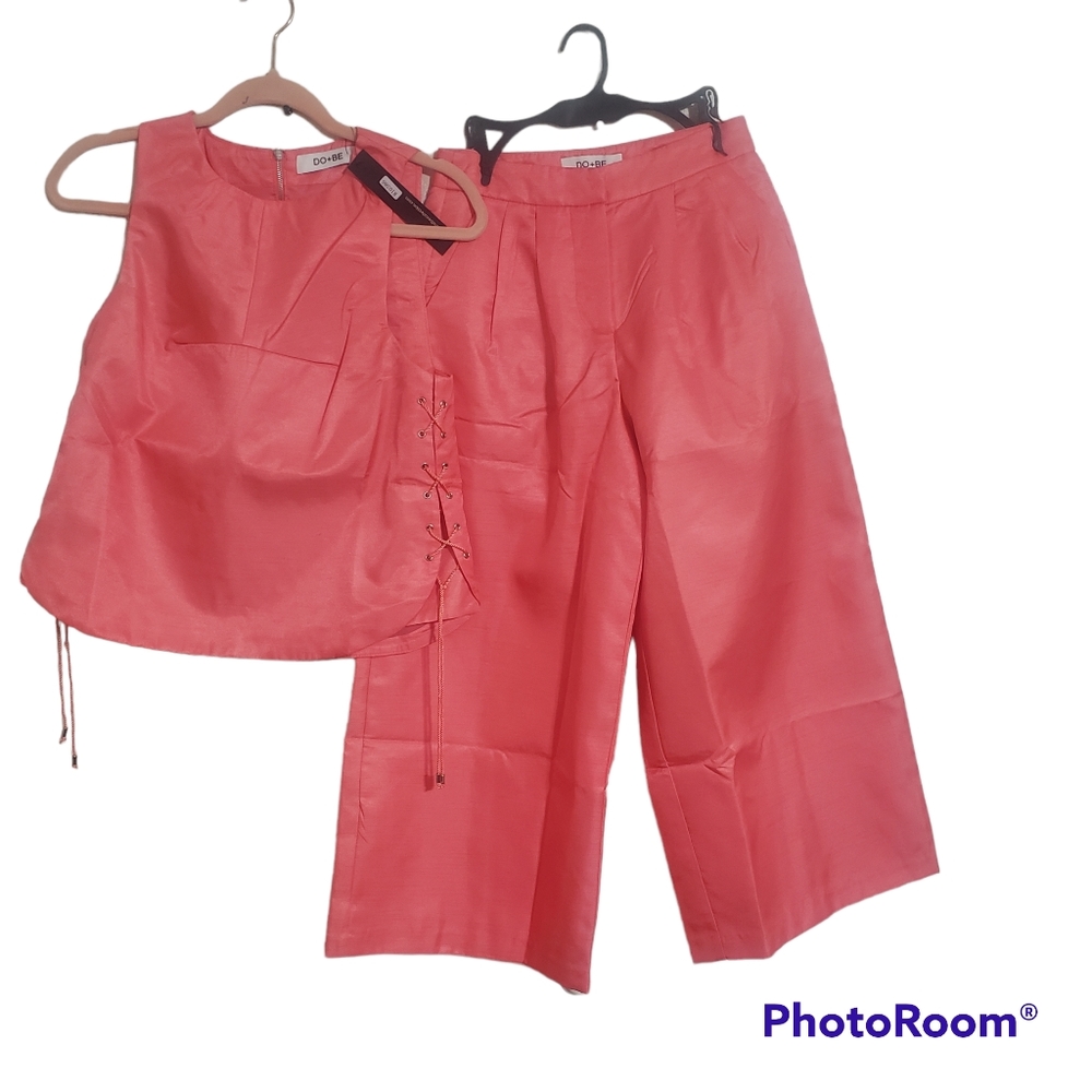Wide leg silk Taffeta pant and top - Picture 2 of 5
